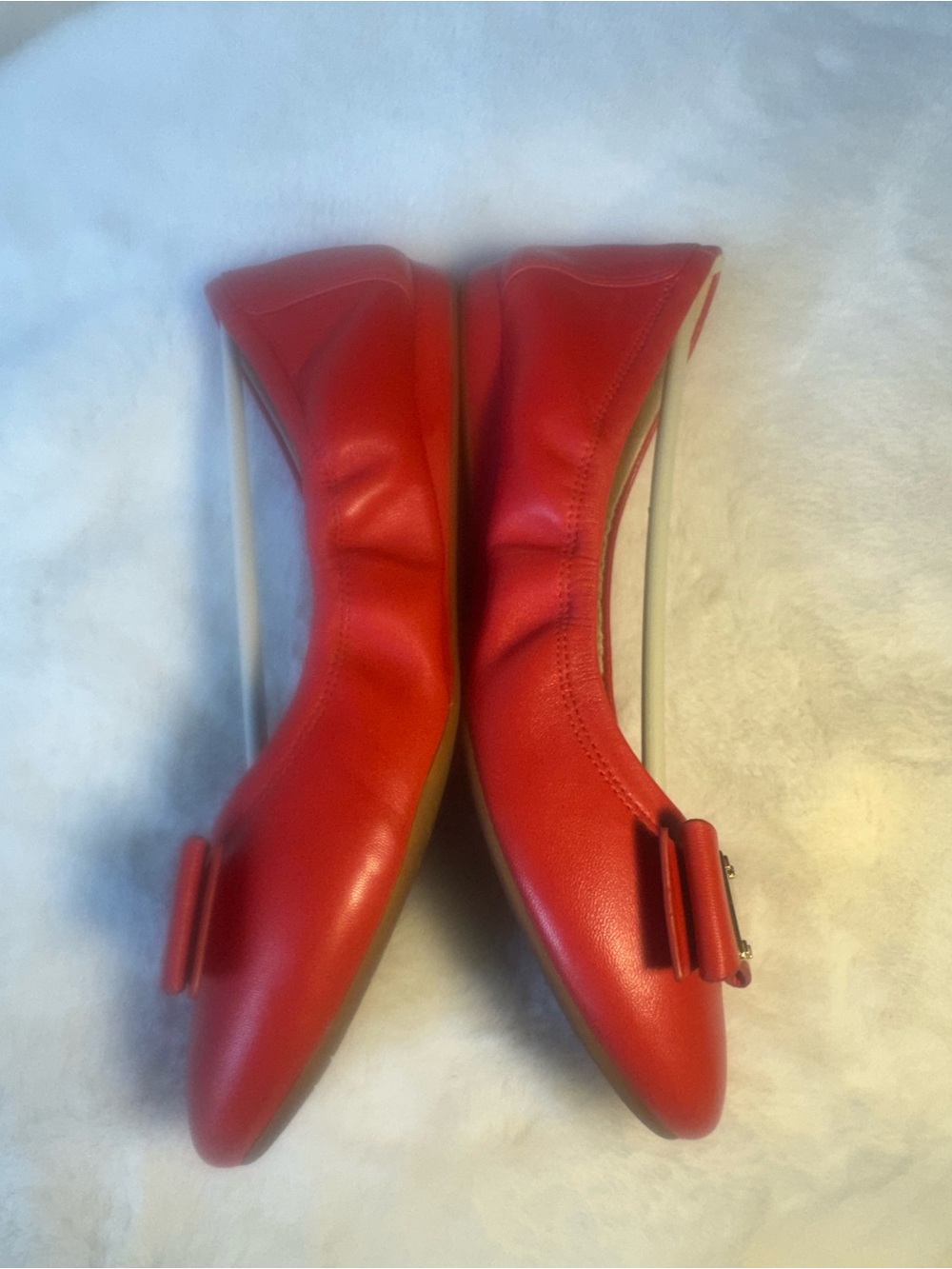 Cole Haan Tali Bow Ballet flat Maple Coral SOFT leather gold buckle Sz 7 - Picture 4 of 9